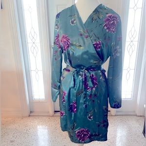 Floral silky robe